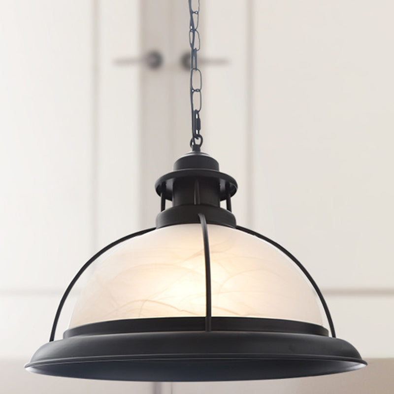 Vintage Glass Cage Bowl Pendant Light Fixture for Dining room - 1 Head Suspension Lamp