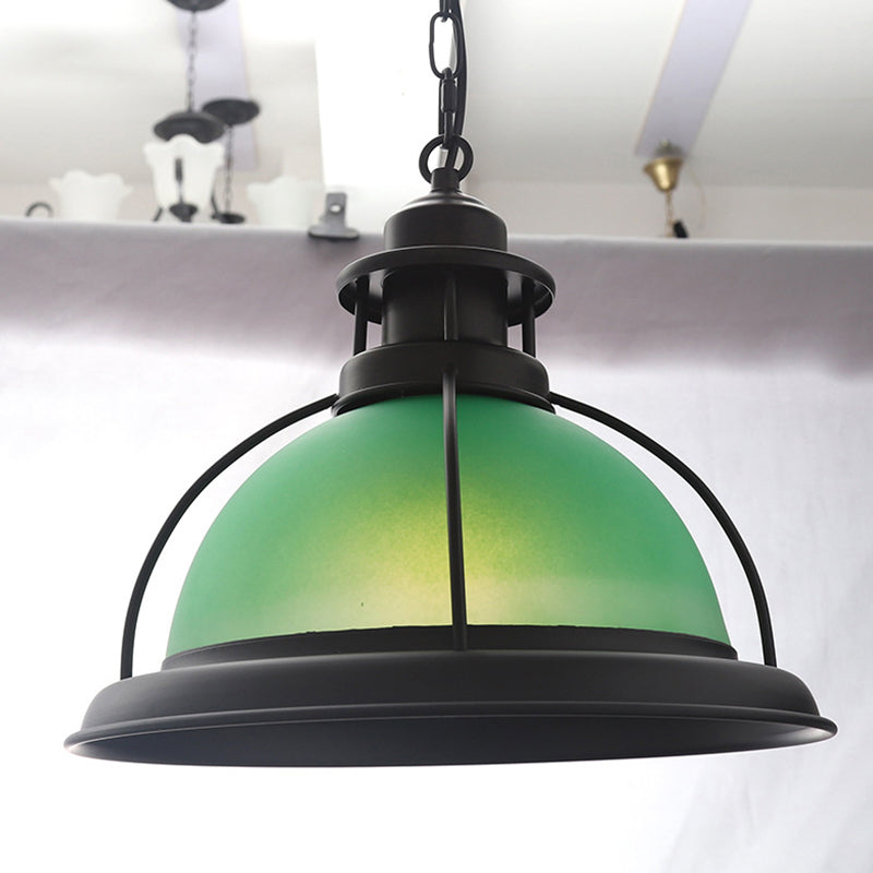 Vintage Glass Cage Bowl Pendant Light Fixture for Dining room - 1 Head Suspension Lamp