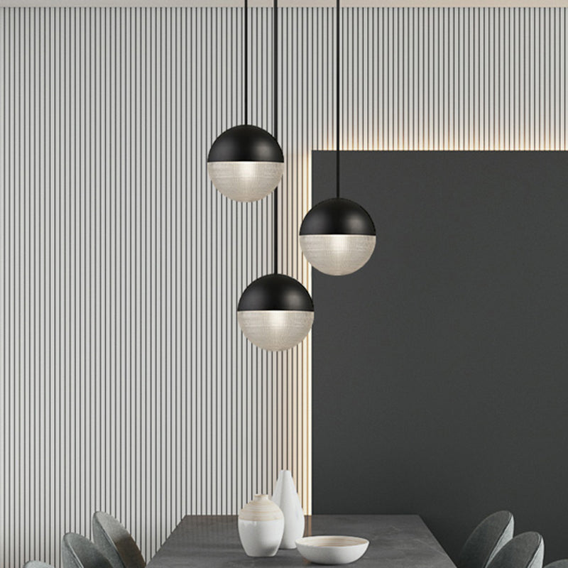 Contemporary Hemispherical Glass Pendant Light with Frosted Metal Lamp Body - Ideal for Aisle Bar, 1-Light Hanging Lamp