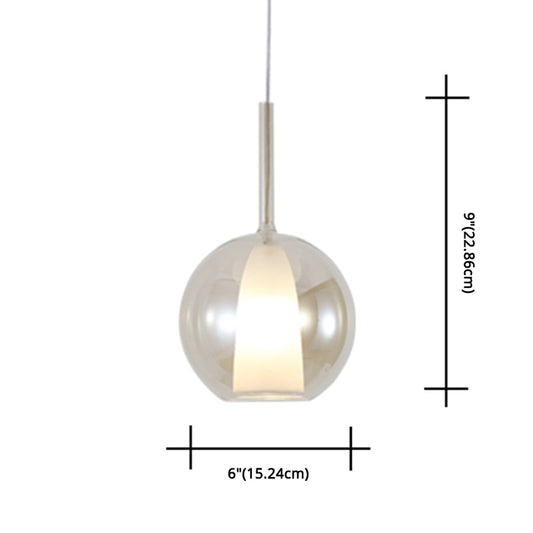 Modern Simplicity: Electroplated Glass Hanging Light In Ball Shape - 1-Light Pendant Lamp For Dining