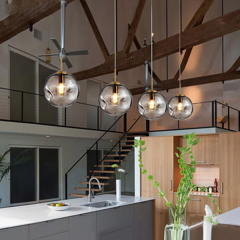 Irregular Glass Ball Pendant Light - Modern Mini Hanging Fixture for Dining Room and Kitchen