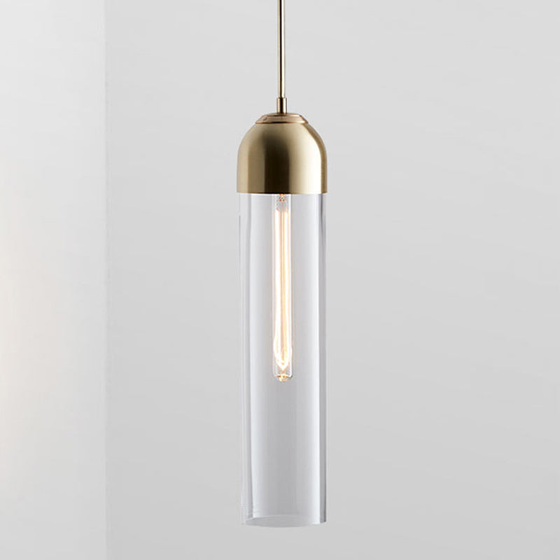Minimalist Glass Tube Pendant Light With Adjustable Cord - Height 17.7 For Bedside And More