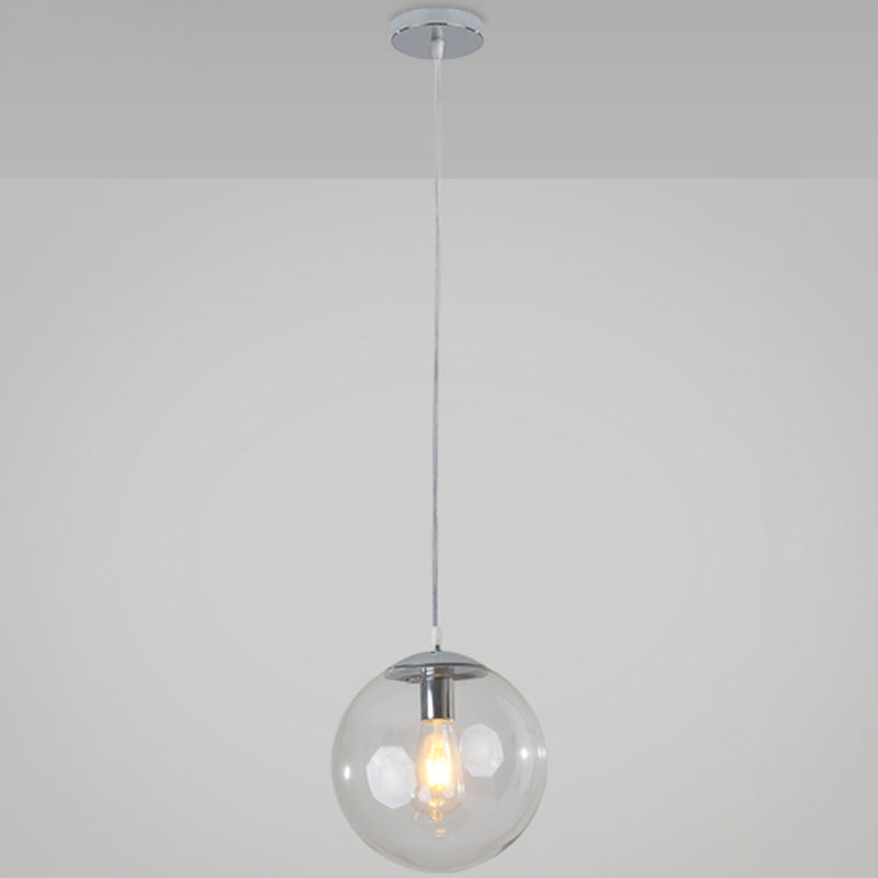Minimalist Transparent Glass Ball Pendant Light with 39" Hanging Wire