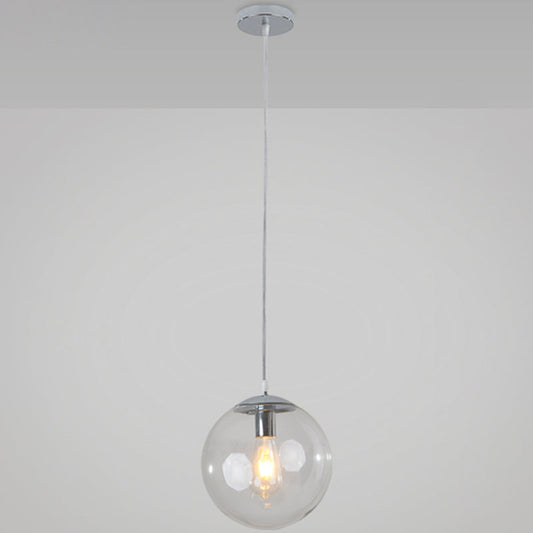 Minimalist Transparent Glass Ball Pendant Light with 39" Hanging Wire