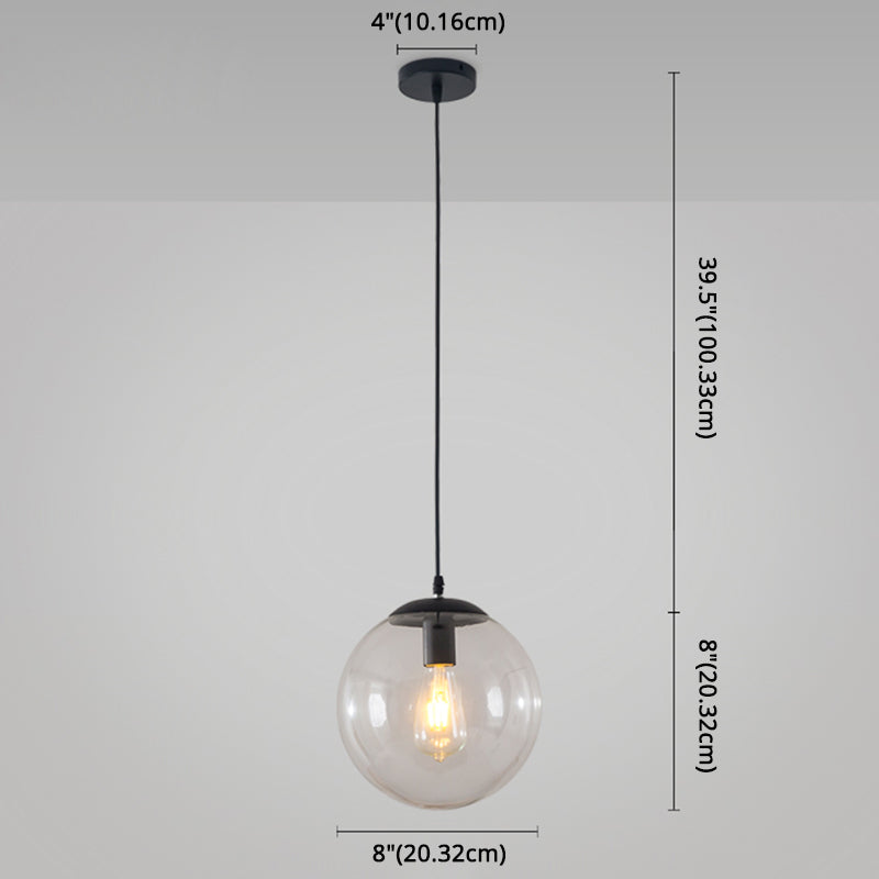 Minimalist Transparent Glass Ball Pendant Light with 39" Hanging Wire