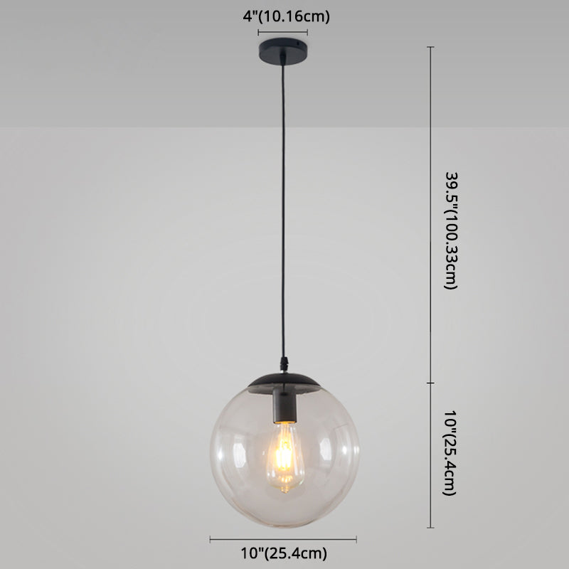 Minimalist Transparent Glass Ball Pendant Light with 39" Hanging Wire