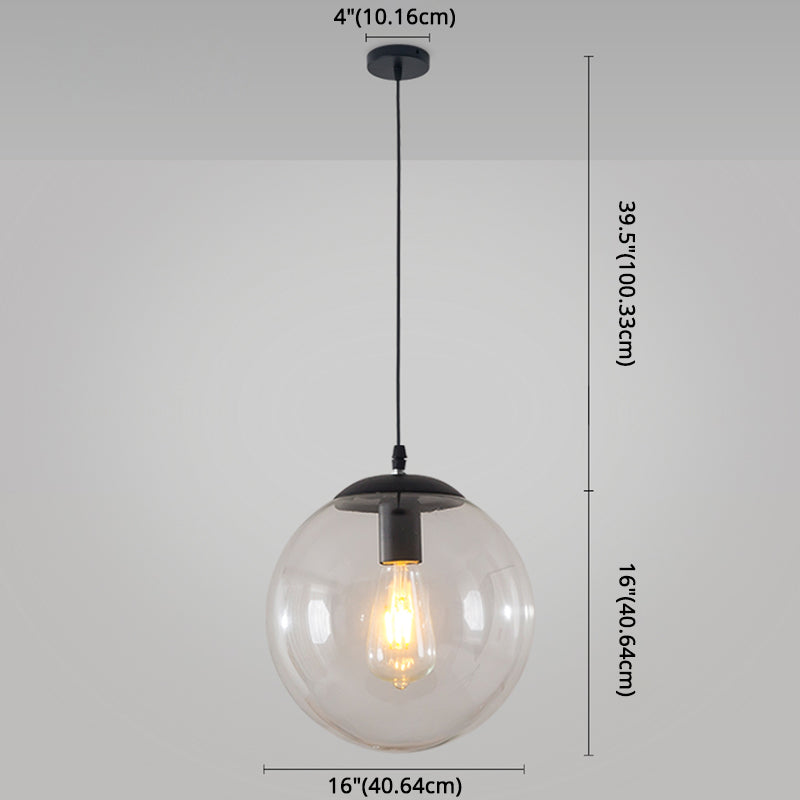 Minimalist Transparent Glass Ball Pendant Light with 39" Hanging Wire