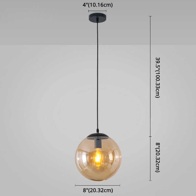 Minimalist Transparent Glass Ball Pendant Light with 39" Hanging Wire