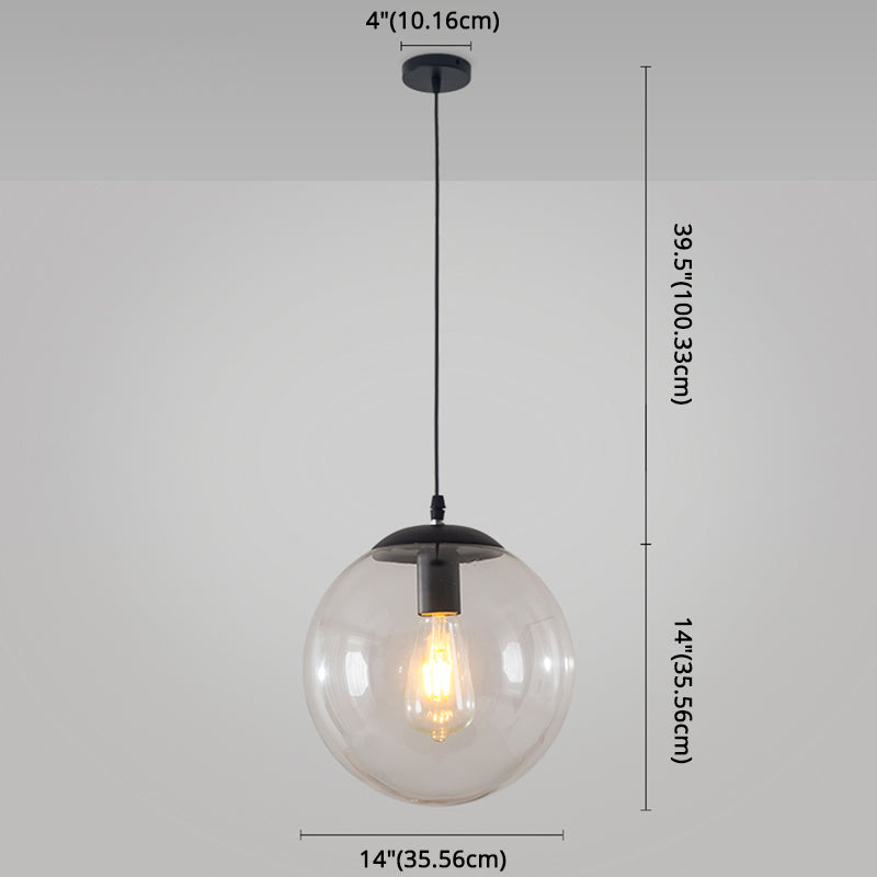 Minimalist Transparent Glass Ball Pendant Light with 39" Hanging Wire