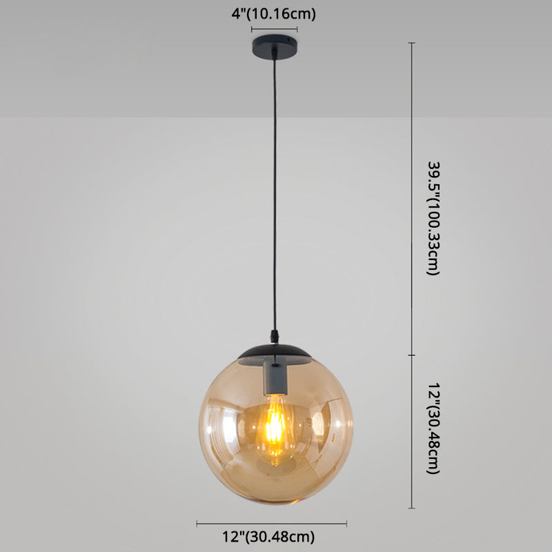 Minimalist Transparent Glass Ball Pendant Light with 39" Hanging Wire