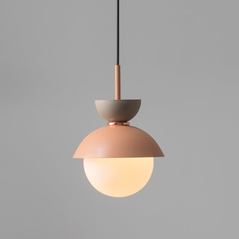 Nordic Macaroon Style Pendant Light with Frosted Glass Shade for Dining Room and Bedroom
