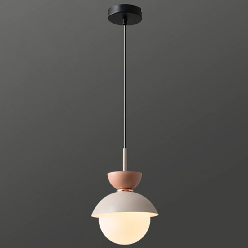 Nordic Macaroon Style Pendant Light With Frosted Milk White Glass Shade - Ideal For Dining Room And