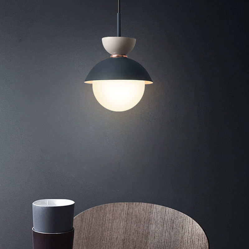 Nordic Macaroon Style Pendant Light With Frosted Milk White Glass Shade - Ideal For Dining Room And
