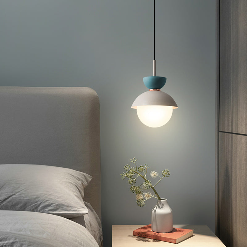 Nordic Macaroon Style Pendant Light with Frosted Glass Shade for Dining Room and Bedroom
