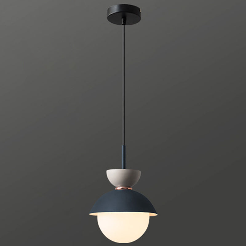 Nordic Macaroon Style Pendant Light with Frosted Glass Shade for Dining Room and Bedroom