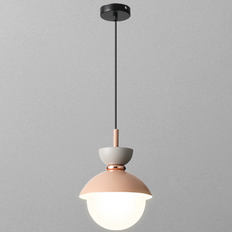 Nordic Macaroon Style Pendant Light With Frosted Milk White Glass Shade - Ideal For Dining Room And