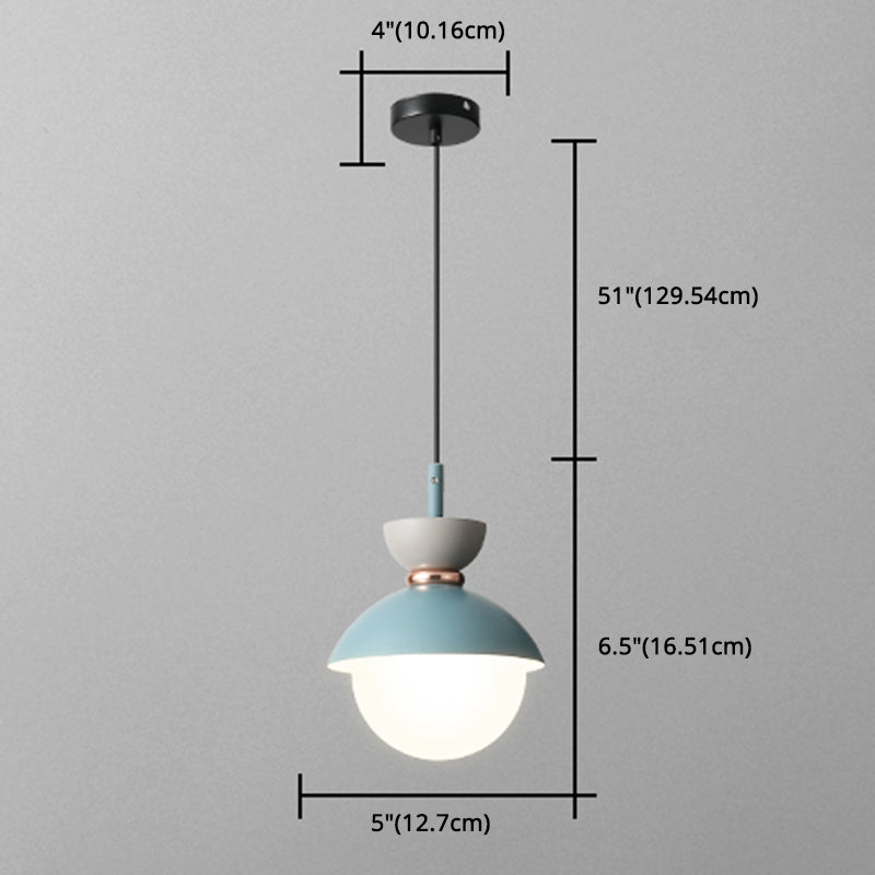 Nordic Macaroon Style Pendant Light With Frosted Milk White Glass Shade - Ideal For Dining Room And