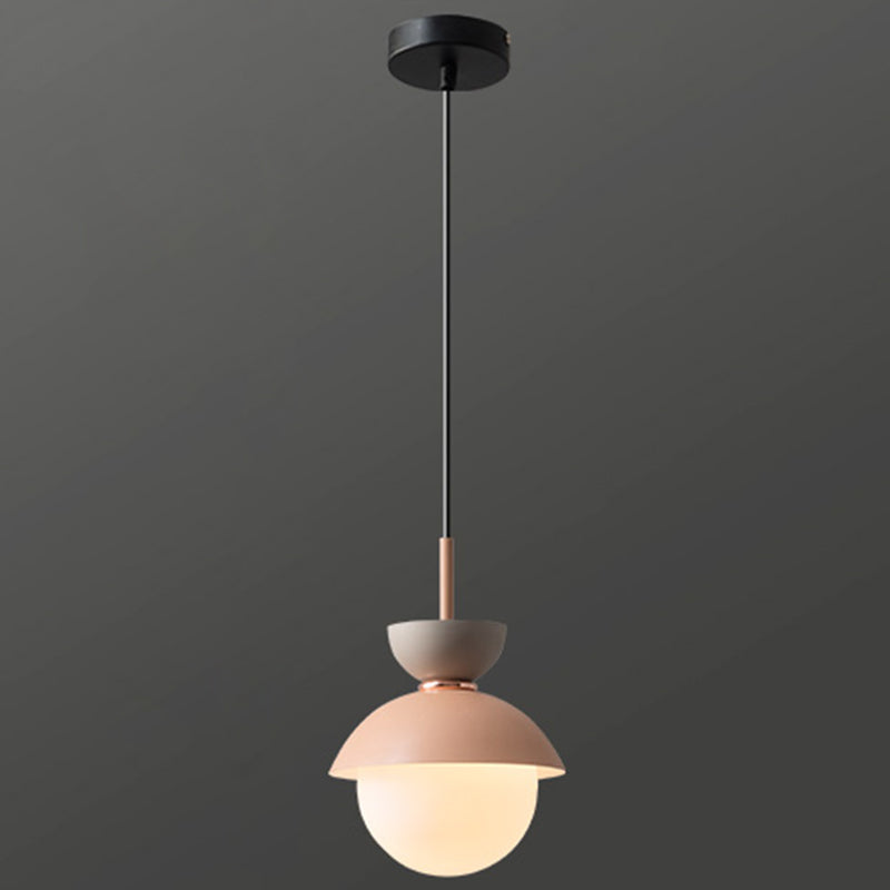 Nordic Macaroon Style Pendant Light With Frosted Milk White Glass Shade - Ideal For Dining Room And