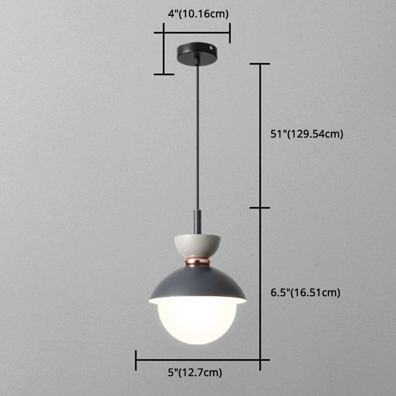 Nordic Macaroon Style Pendant Light with Frosted Glass Shade for Dining Room and Bedroom