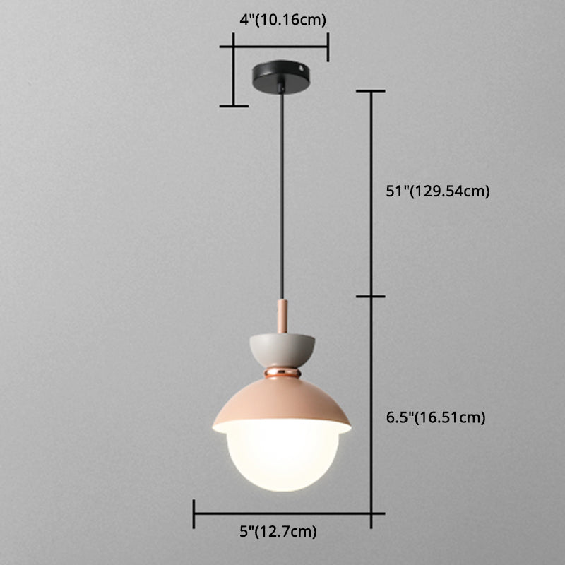 Nordic Macaroon Style Pendant Light with Frosted Glass Shade for Dining Room and Bedroom