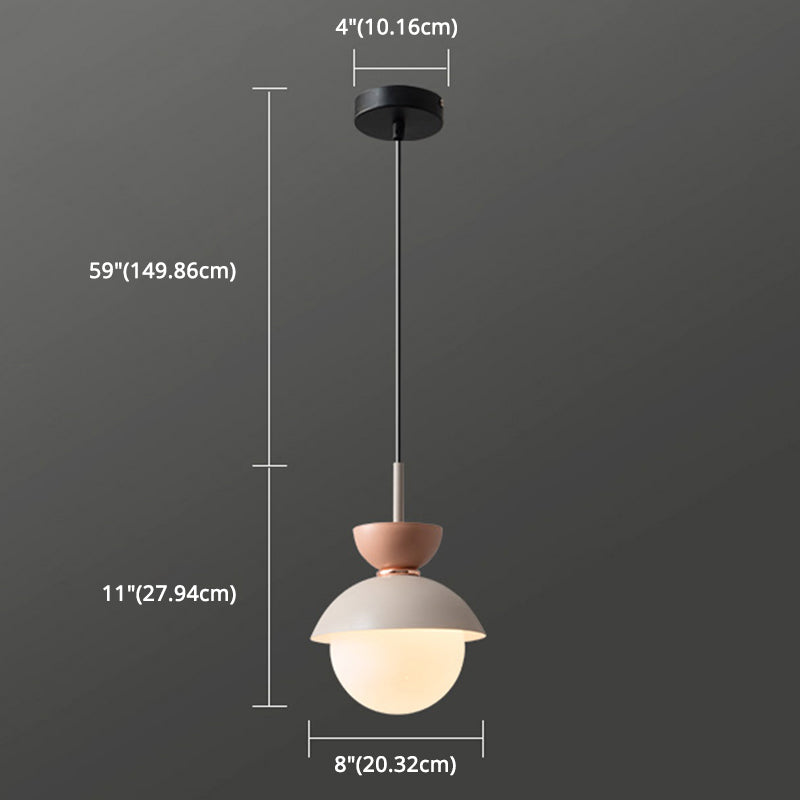 Nordic Macaroon Style Pendant Light With Frosted Milk White Glass Shade - Ideal For Dining Room And