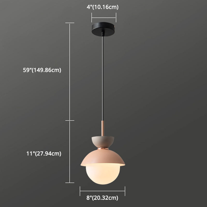 Nordic Macaroon Style Pendant Light With Frosted Milk White Glass Shade - Ideal For Dining Room And