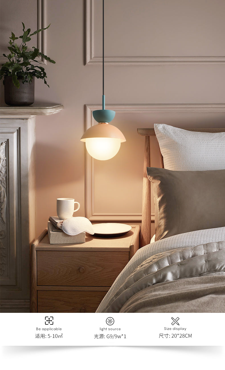 Nordic Macaroon Style Pendant Light with Frosted Glass Shade for Dining Room and Bedroom
