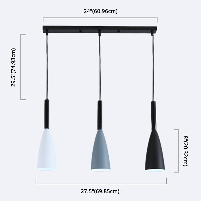 Metal Goblet Shade Hanging Light - Macaroon Style, 3 Lights - Perfect for Dining Room and Foyer