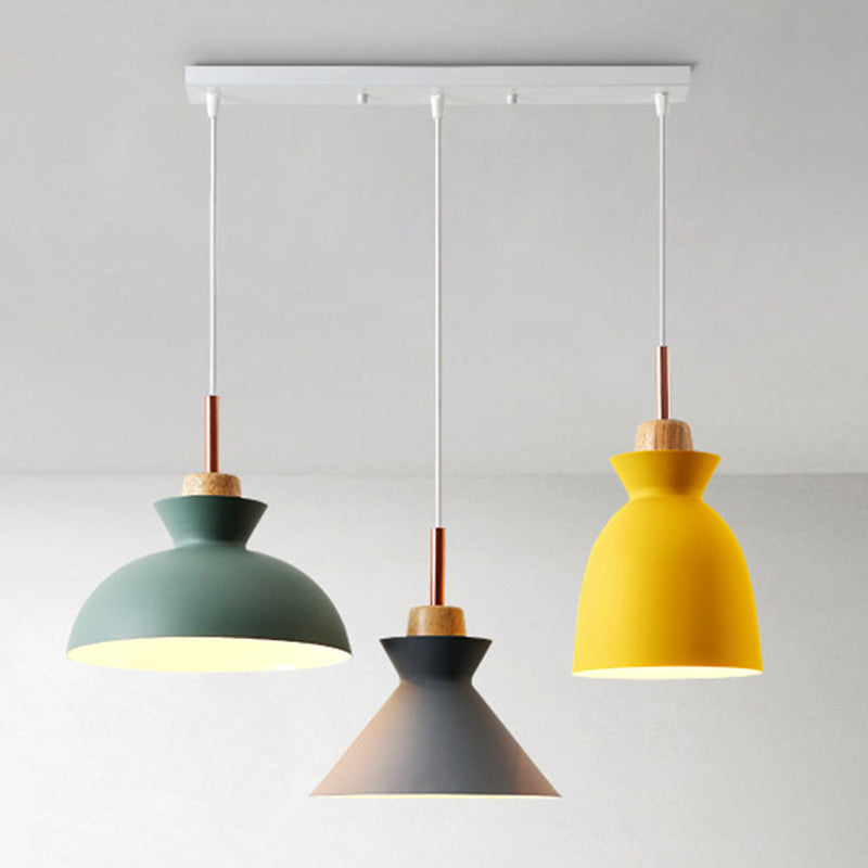 Multi-Color Macaroon Style Pendant Light With Aluminum Shade For Dining And Bedroom