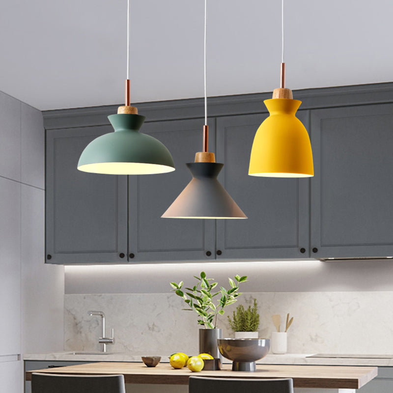 Multi-Color Macaroon Style Pendant Light With Aluminum Shade For Dining And Bedroom