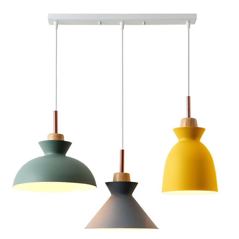 Multi-Color Macaroon Style Pendant Light With Aluminum Shade For Dining And Bedroom