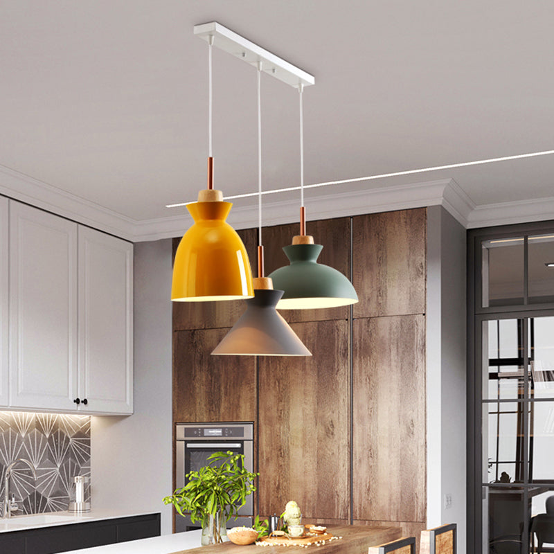 Multi-Color Macaroon Style Pendant Light With Aluminum Shade For Dining And Bedroom
