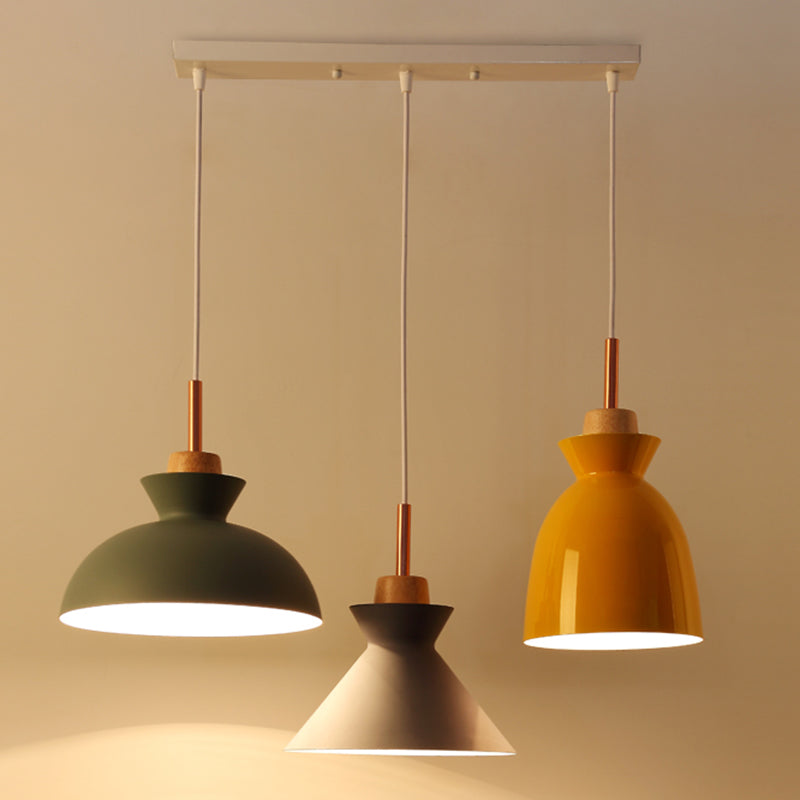 Multi-Color Macaroon Style Pendant Light With Aluminum Shade For Dining And Bedroom