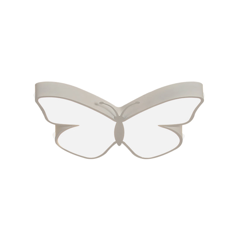 Butterfly LED Flush Mount Lamp in Warm/White Light, 19.5"/23.5" Width - White/Pink/Blue Cartoon Acrylic Design