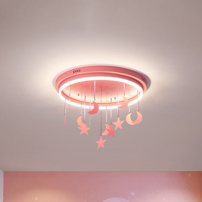 Mermaid and Star Acrylic LED Flush Chandelier for Kids' Rooms, Pink/Blue, 18"/21.5" Width