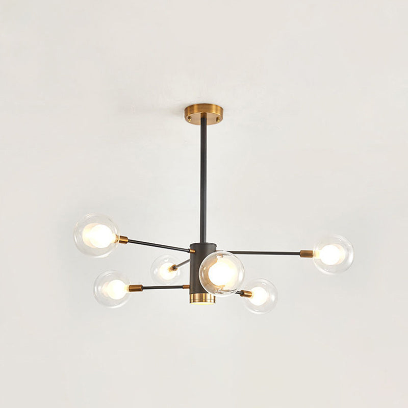 Electra - Modern Globe Suspension Hanging Pendant Light Modern Style Corridor Clear Glass Chandelier in Frosted Spray Paint Finish