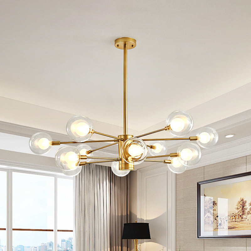 Electra - Modern Globe Suspension Hanging Pendant Light Modern Style Corridor Clear Glass Chandelier in Frosted Spray Paint Finish