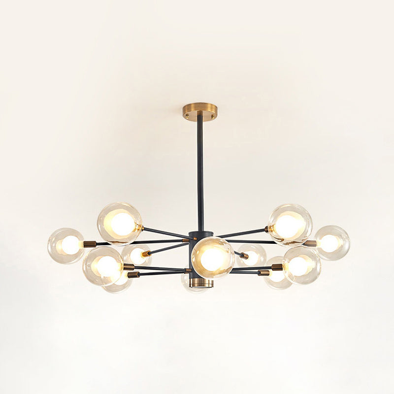 Electra - Modern Globe Suspension Hanging Pendant Light Modern Style Corridor Clear Glass Chandelier in Frosted Spray Paint Finish