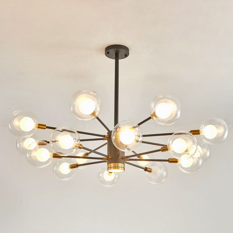 Electra - Modern Globe Suspension Hanging Pendant Light Modern Style Corridor Clear Glass Chandelier in Frosted Spray Paint Finish