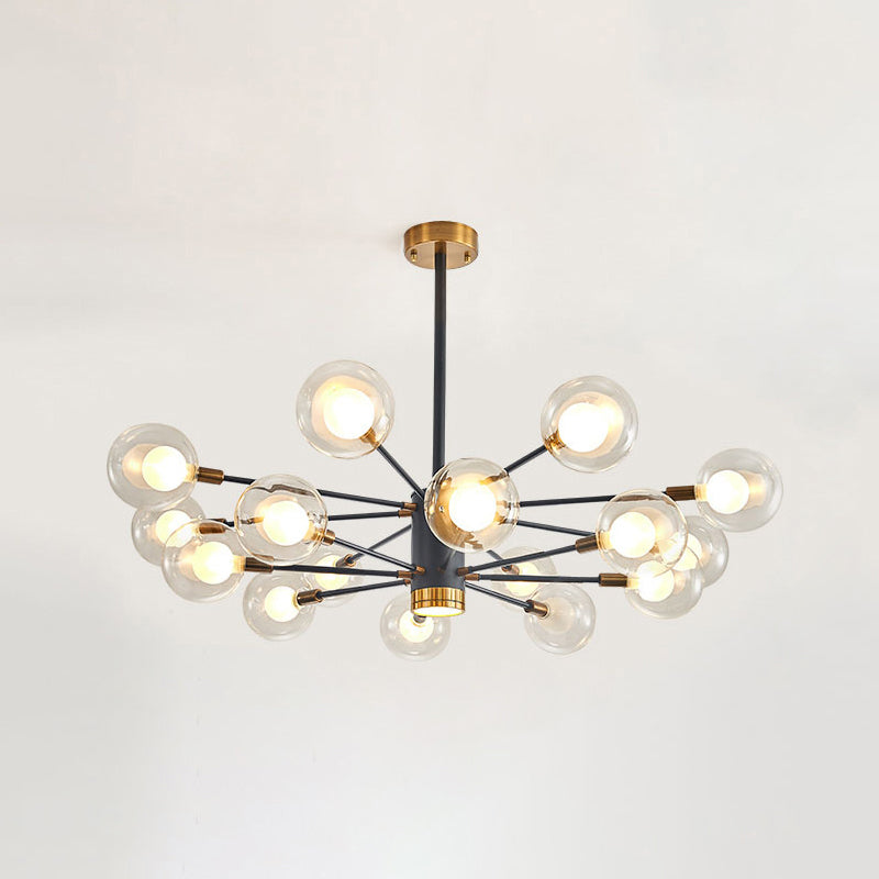 Electra - Modern Globe Suspension Hanging Pendant Light Modern Style Corridor Clear Glass Chandelier in Frosted Spray Paint Finish
