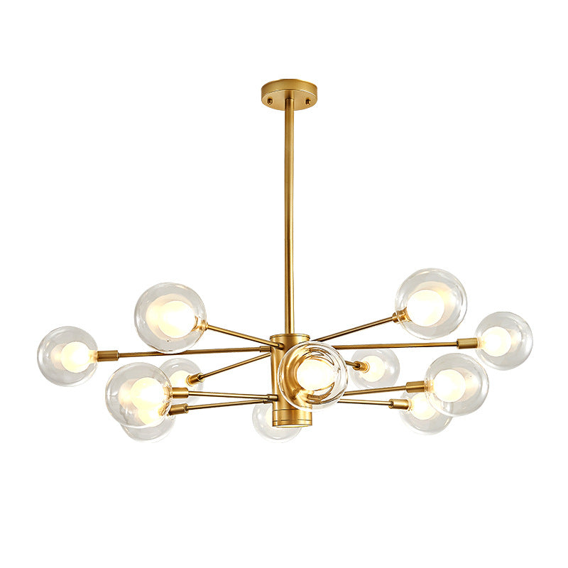 Electra - Modern Globe Suspension Hanging Pendant Light Modern Style Corridor Clear Glass Chandelier in Frosted Spray Paint Finish