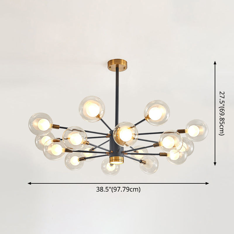 Electra - Modern Globe Suspension Hanging Pendant Light Modern Style Corridor Clear Glass Chandelier in Frosted Spray Paint Finish
