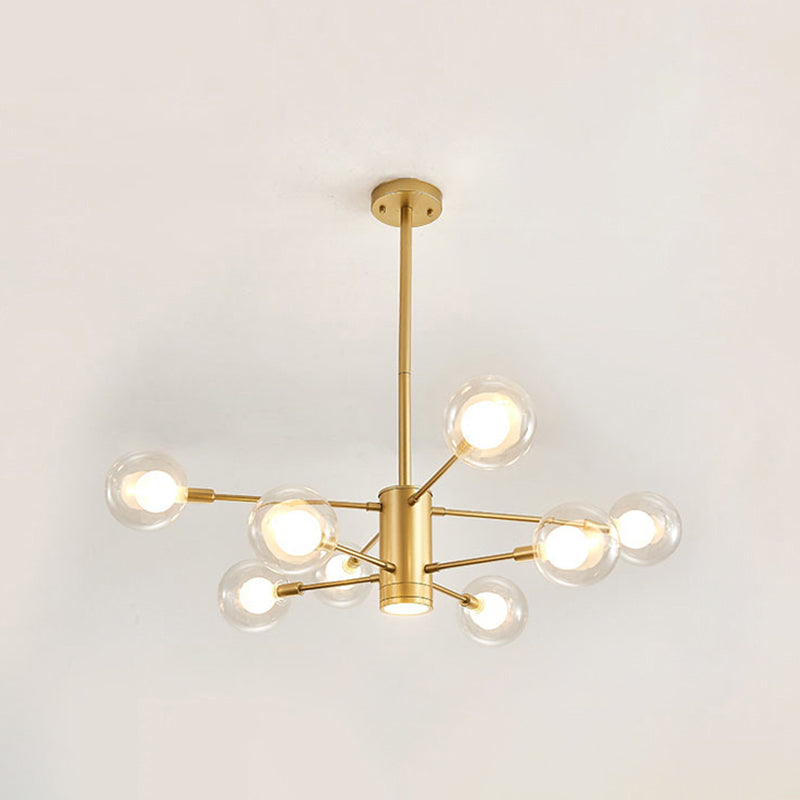Electra - Modern Globe Suspension Hanging Pendant Light Modern Style Corridor Clear Glass Chandelier in Frosted Spray Paint Finish