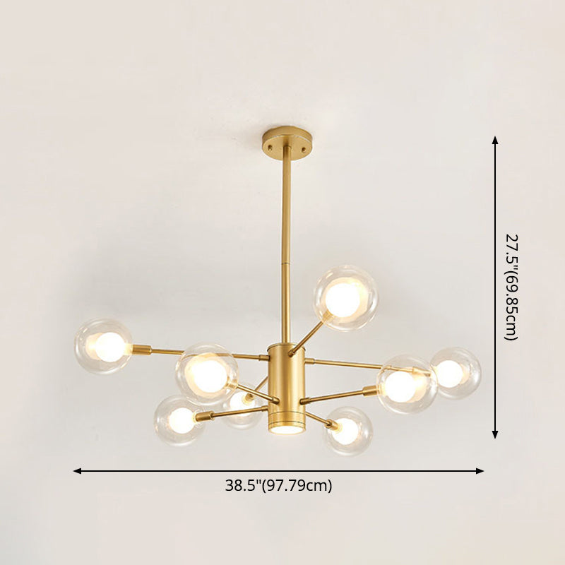 Electra - Modern Globe Suspension Hanging Pendant Light Modern Style Corridor Clear Glass Chandelier in Frosted Spray Paint Finish