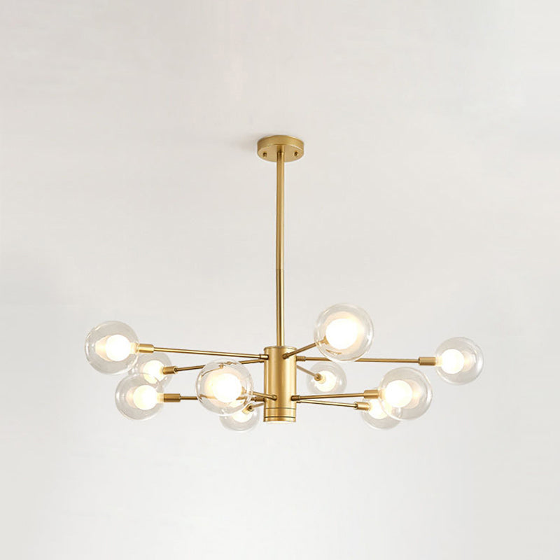 Electra - Modern Globe Suspension Hanging Pendant Light Modern Style Corridor Clear Glass Chandelier in Frosted Spray Paint Finish