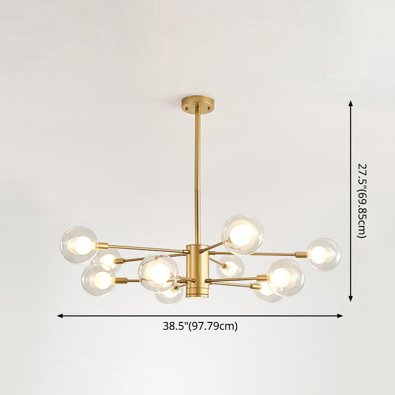 Electra - Modern Globe Suspension Hanging Pendant Light Modern Style Corridor Clear Glass Chandelier in Frosted Spray Paint Finish