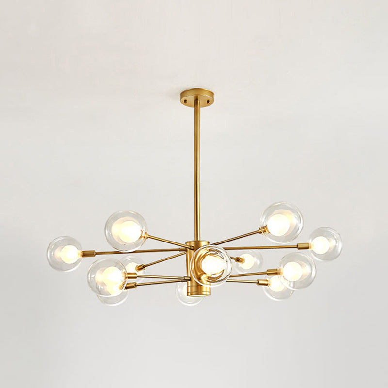Electra - Modern Globe Suspension Hanging Pendant Light Modern Style Corridor Clear Glass Chandelier in Frosted Spray Paint Finish