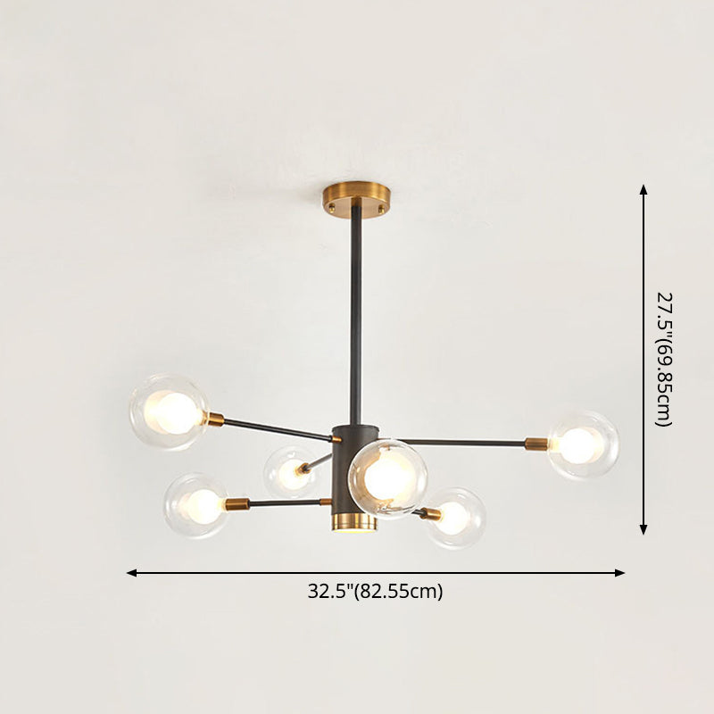 Electra - Modern Globe Suspension Hanging Pendant Light Modern Style Corridor Clear Glass Chandelier in Frosted Spray Paint Finish
