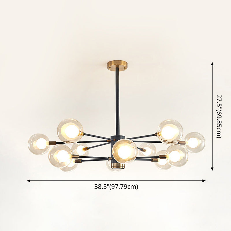 Electra - Modern Globe Suspension Hanging Pendant Light Modern Style Corridor Clear Glass Chandelier in Frosted Spray Paint Finish