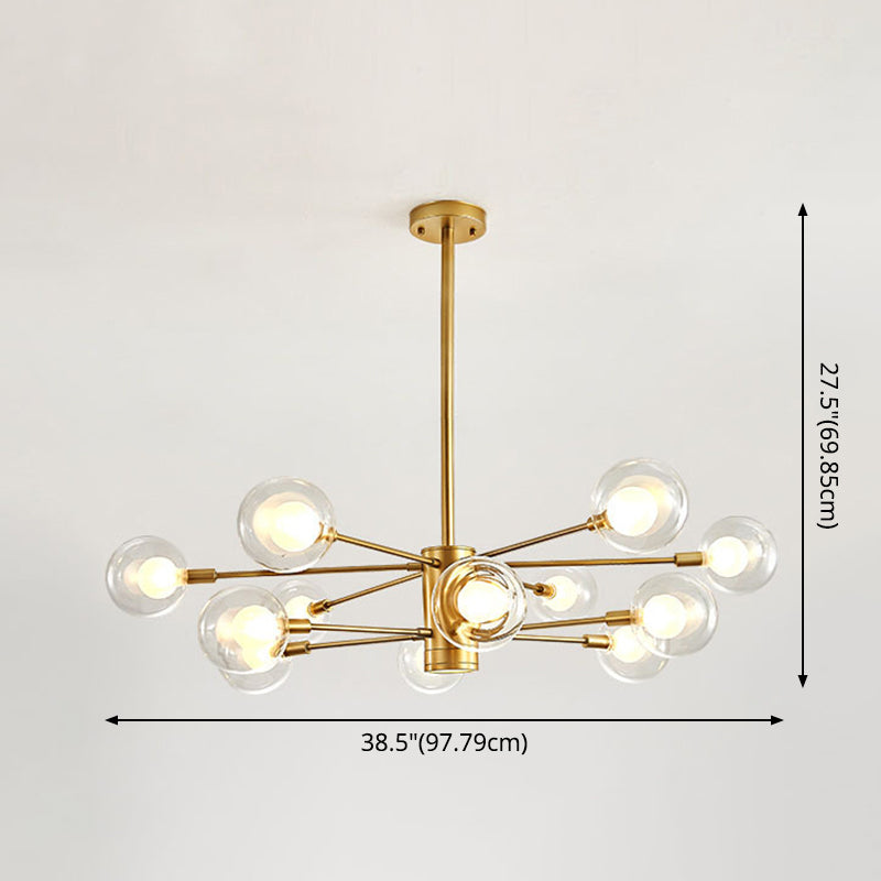 Electra - Modern Globe Suspension Hanging Pendant Light Modern Style Corridor Clear Glass Chandelier in Frosted Spray Paint Finish